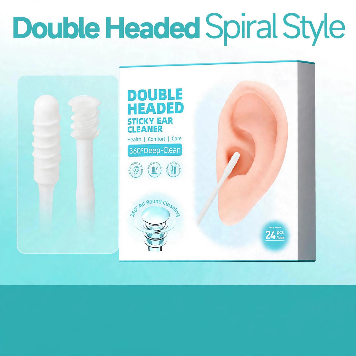 PureEar™ – أعواد تنظيف الأذن برأس لاصق | 24 قطعة
