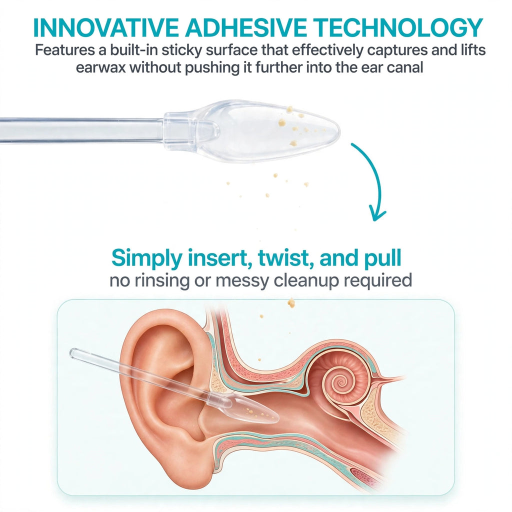 PureEar™ – أعواد تنظيف الأذن برأس لاصق | 24 قطعة